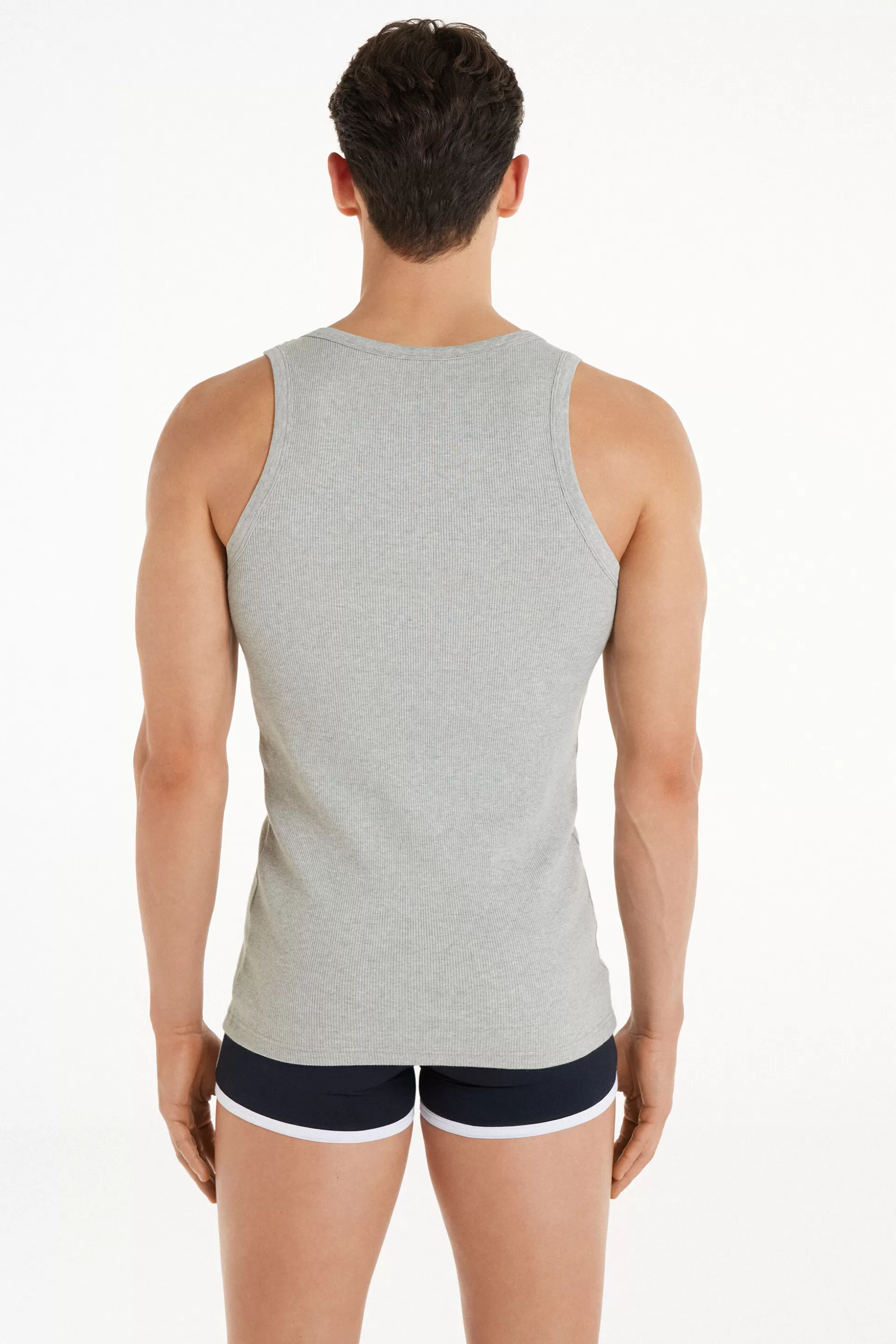 Tezenis Ribbed Cotton Undershirt - Tank Top Undershirts - Men | grey Fashion