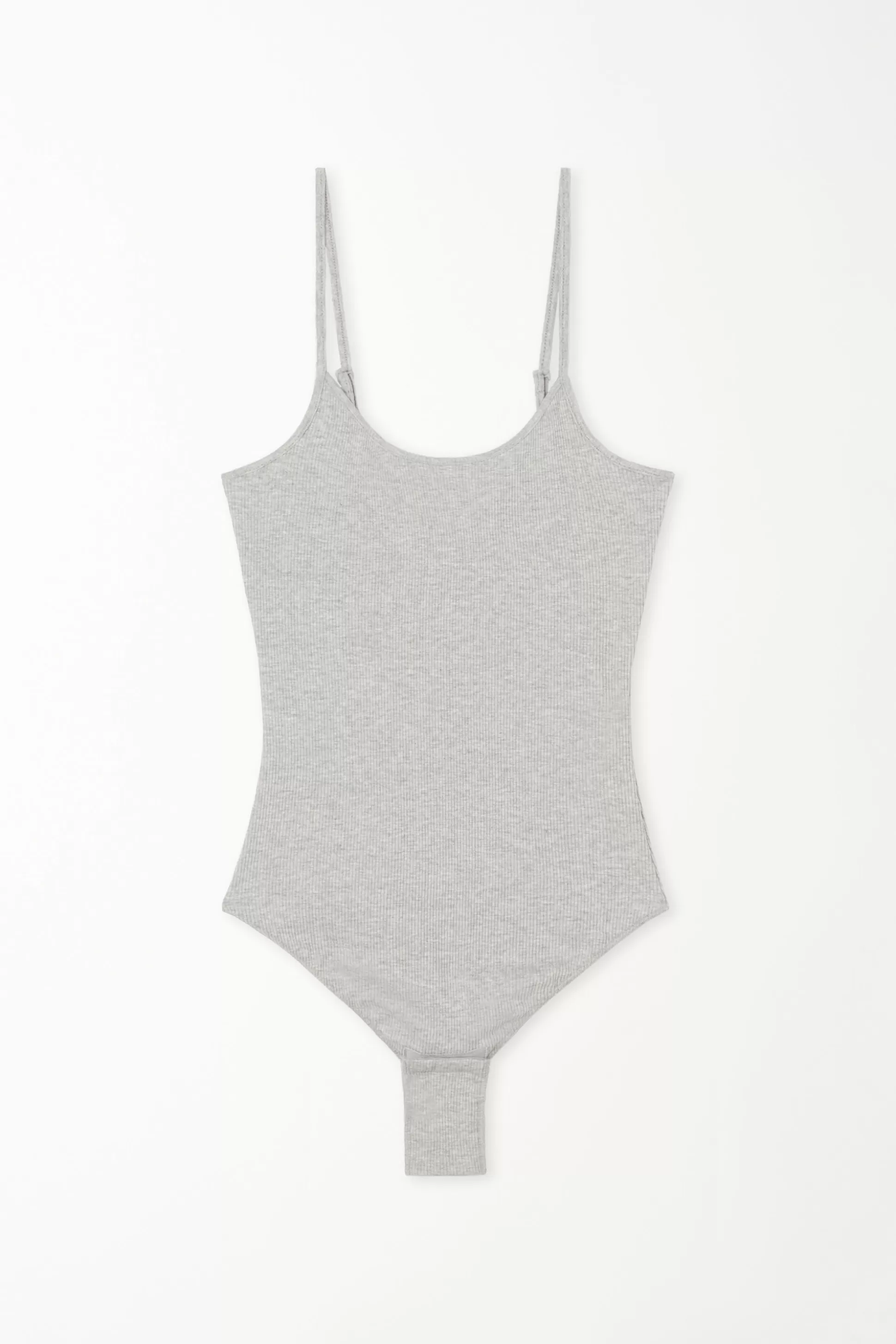 Tezenis Spaghetti Strap Bodysuit In Ribbed Cotton - Bodysuits - Women | grey Sale