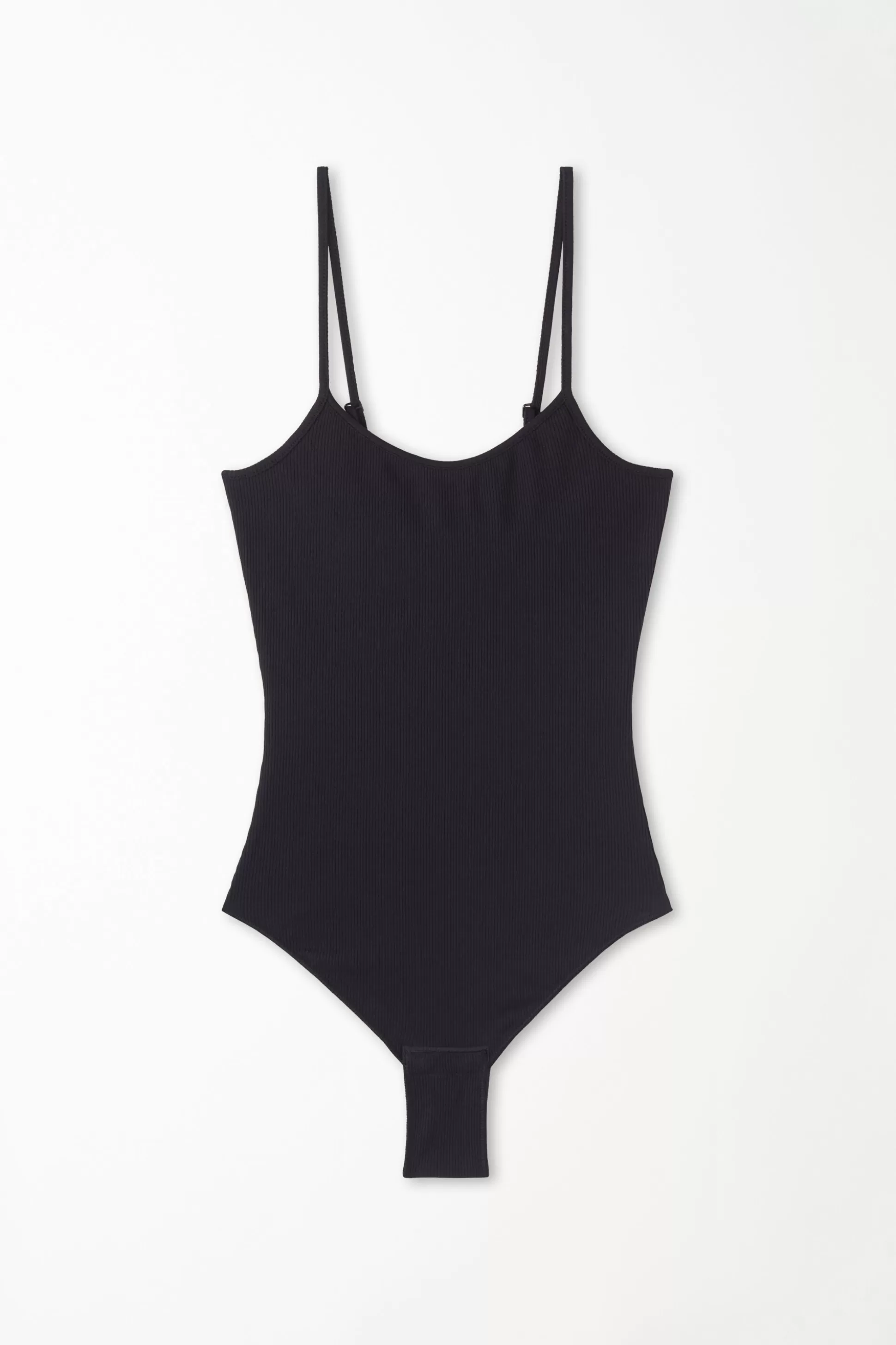 Tezenis Spaghetti Strap Bodysuit In Ribbed Cotton - Bodysuits - Women | black Online