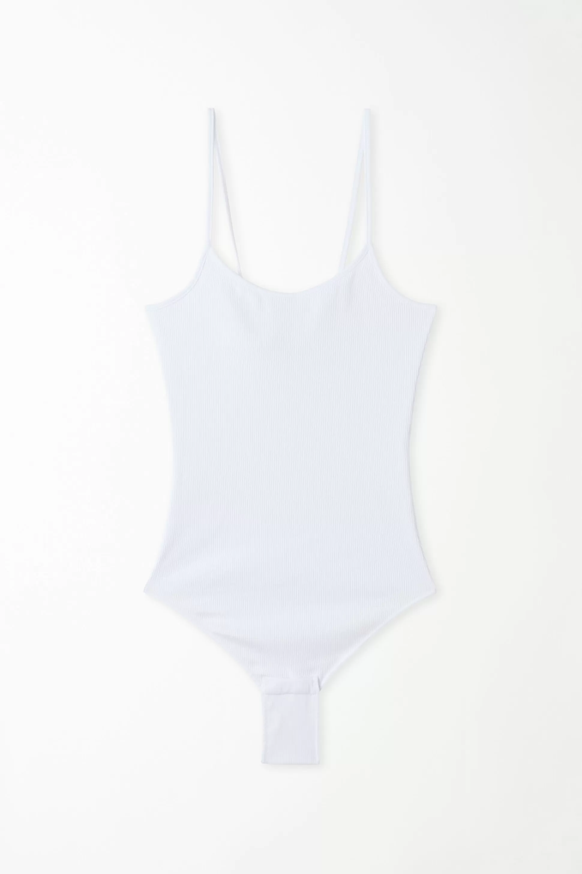 Tezenis Spaghetti Strap Bodysuit In Ribbed Cotton - Bodysuits - Women | white Flash Sale