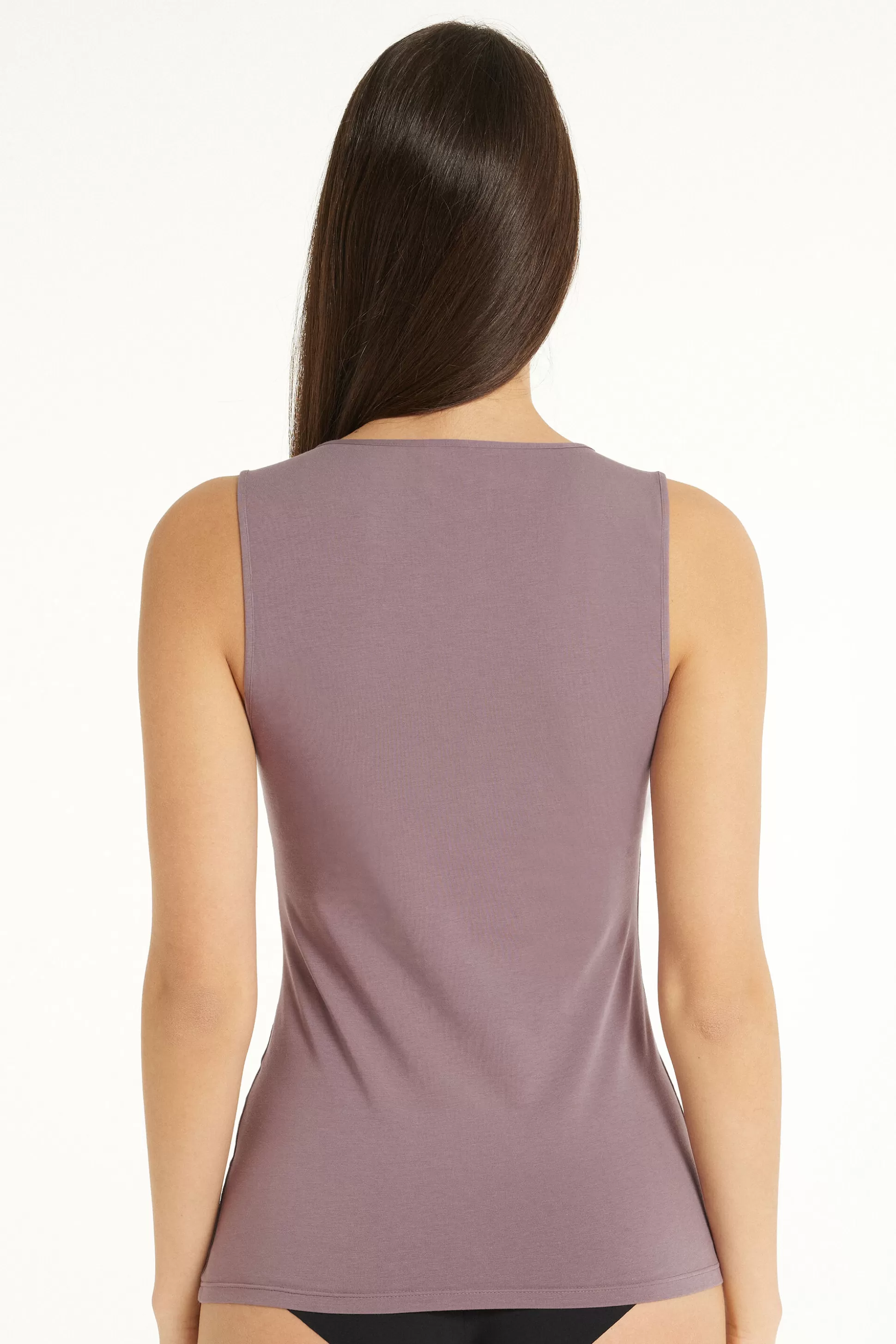 Tezenis Wide-Strap Round-Neck Cotton Camisole - Tank Tops - Women | violet New